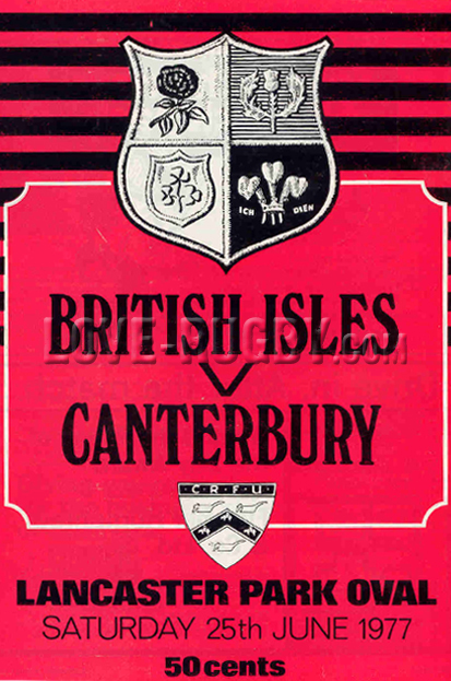1977 Canterbury v British Lions  Rugby Programme